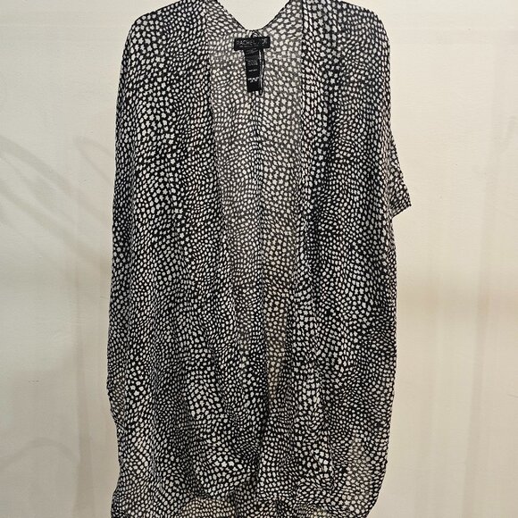 Rachel Zoe OS Black and White Faux Animal Print Sheerling Overlay Drape - Picture 1 of 8